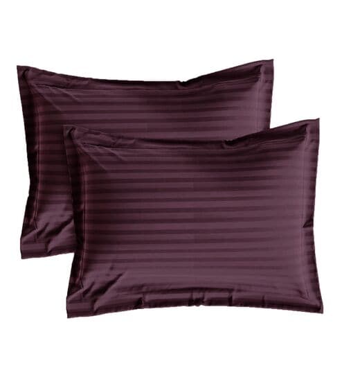 sleeping owls Purple Cotton 210TC Striped Set of 2 Pillow Covers-picture-29