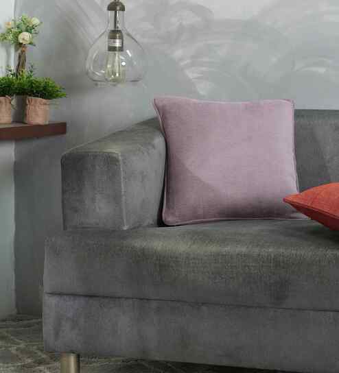 Purple Cotton Polyester Solid 16x16 inches Square Cushion Cover