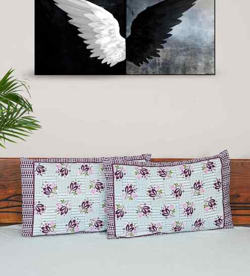 Purple Cotton Premium Quality 180 TC (17*27 Inches) Pillow Covers Set