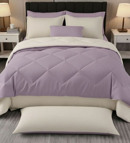 Purple Cotton 210TC Solid Plain Heavy Winter Double 400GSM Reversible Comforter