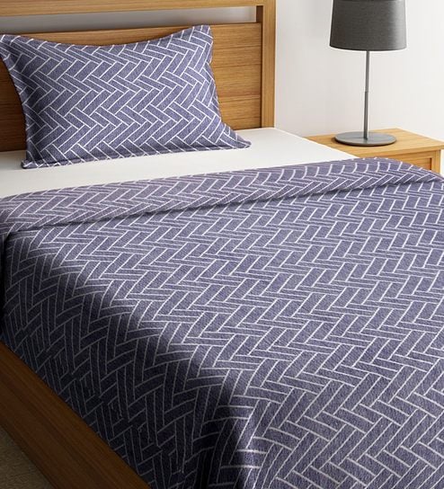 Buy Purple Cotton Single 300 Tc Bed Cover With Pillow Cover By