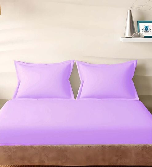 Purple Cotton Solid 210TC Plain Set of 2 Pillow Covers