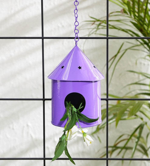 Buy Purple Metal Round Hut Bird House By Green Girgit Online