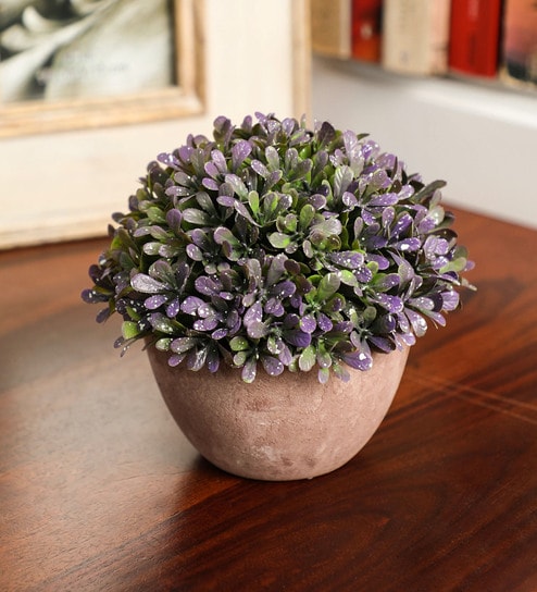 Purple Plastic Artificial Bonsai Plant with Pot