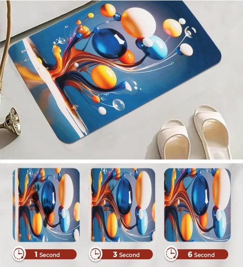 3D Abstract Rubber 22x14 Inches Anti Skid Bath Mat