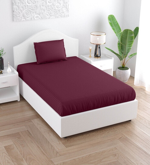 Purple Solid 150 TC Cotton Single Bed Sized Bedsheet With 1 Pillow Cover  by Jaipur Fabric