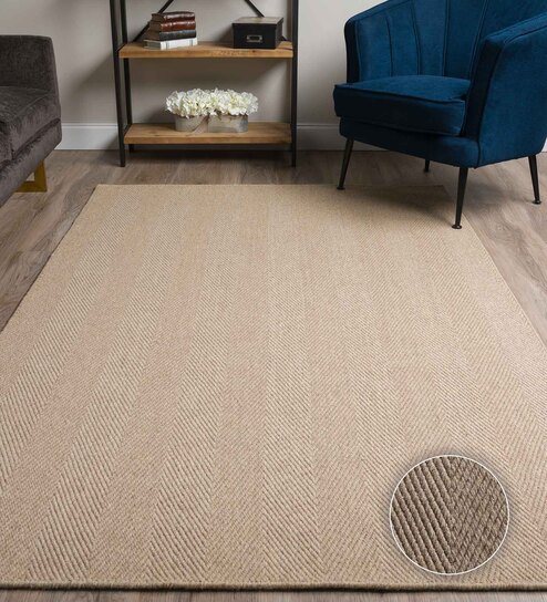 Putty Wool & Jute Abstract 10' x 8' Hand Woven Carpet By Kaleen India