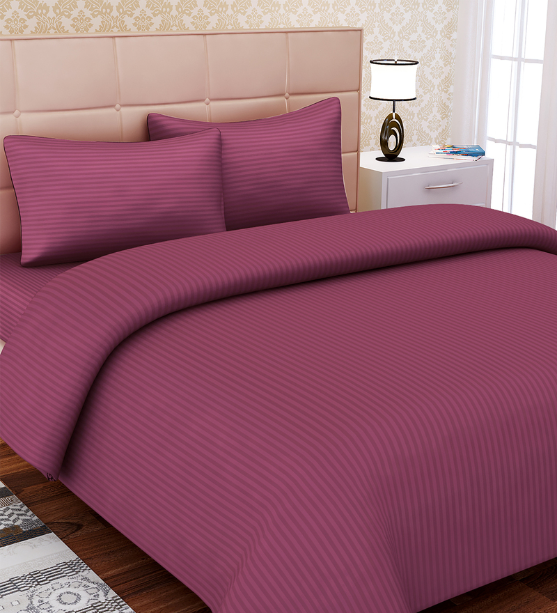 Buy Purple Solid 210 TC Cotton 1 Double King Size Bedsheet with 2