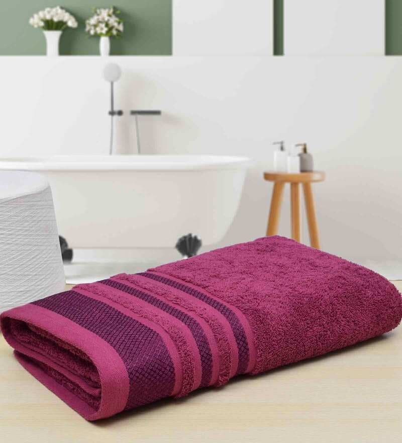 bright purple bath towels