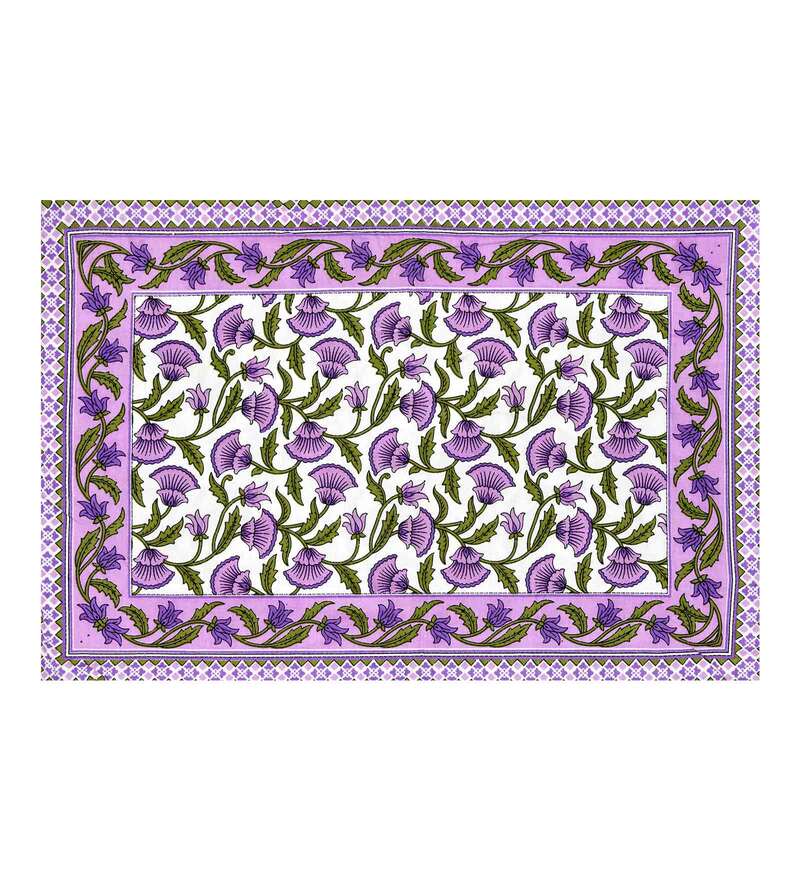 Buy Purple Abstract 108 TC King Size Cotton Bedsheet By Poorak Online Traditional King Bed