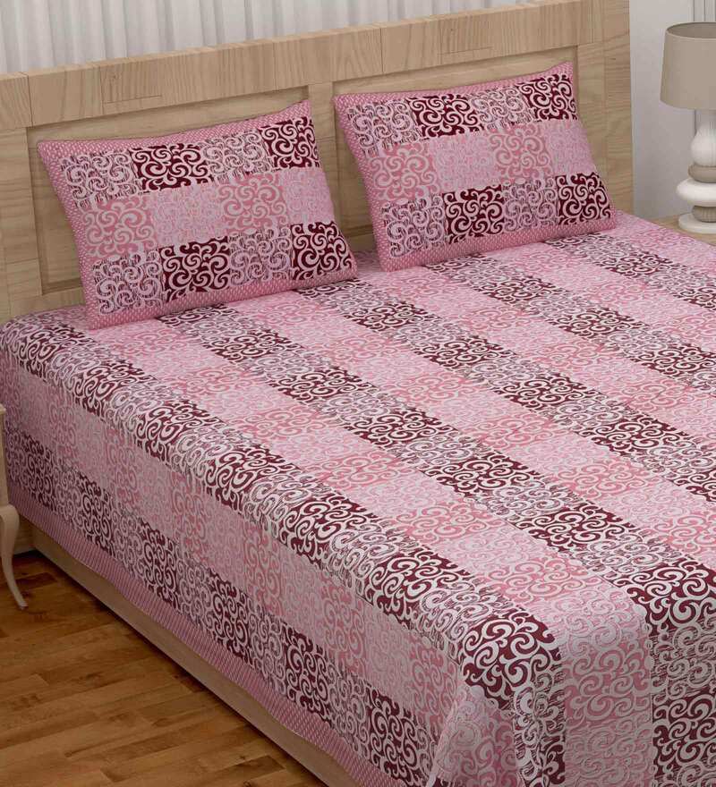 Buy Purple Abstract 108 TC King Size Cotton Bedsheet By Poorak Online