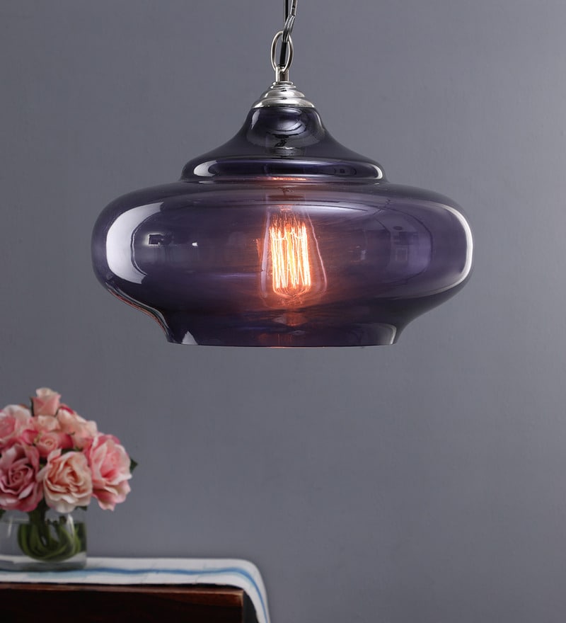 Buy Purple Glass Hanging Light By Kapoor E Illuminations Online