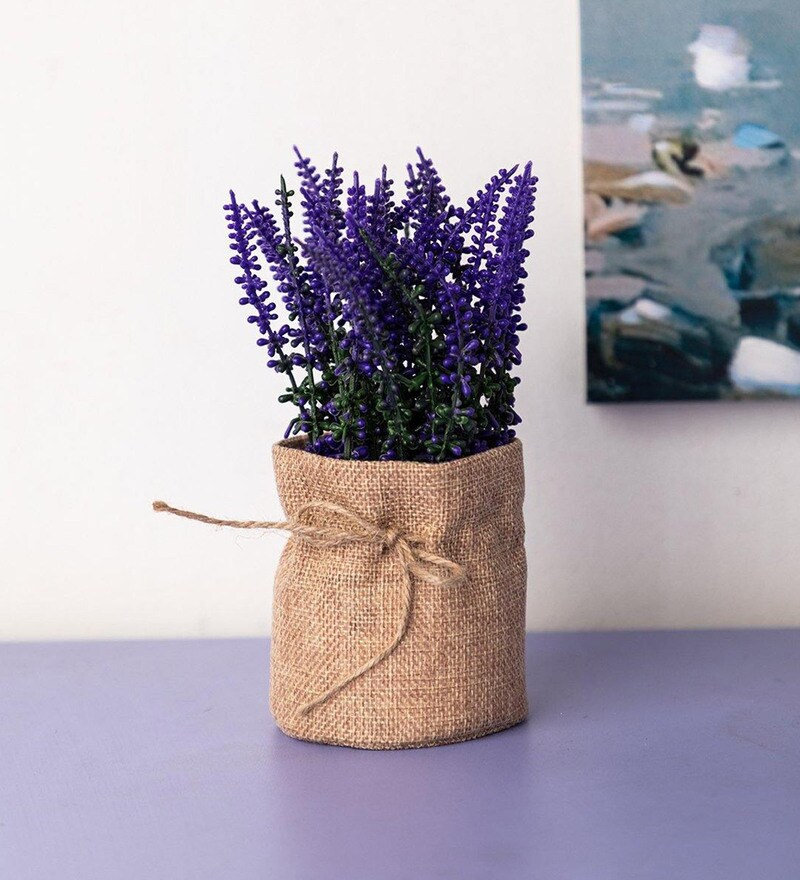 Buy Purple Jute Artificial Flowers With Pot By Market 99 Online