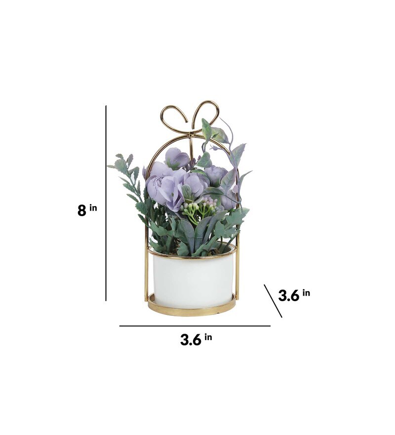 Buy Purple Polyester Artificial Plant With Pot by Tayhaa Online