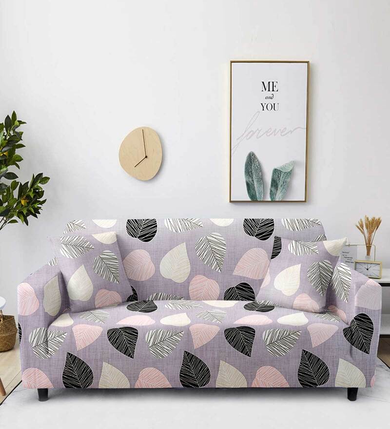 Buy Purple Polyester Floral 3 Seater Sofa Cover by Cortina Online