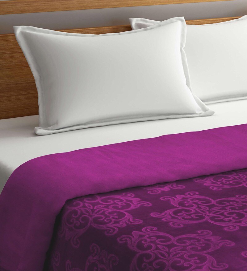 Buy Purple Wool Traditional 550 GSM Double Bed AC Room Blanket by