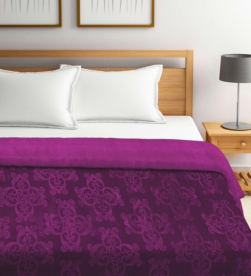 Buy Purple Wool Traditional 550 GSM Double Bed AC Room Blanket by