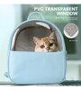 See Through Light Blue Leatherette Travel Pet Carrier Backpack