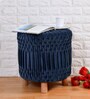 Puffy Fabric Seating Stool in Blue Colour