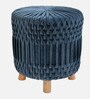 Puffy Fabric Seating Stool in Blue Colour