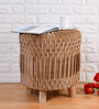 Puffy Fabric Seating Stool in Brown Colour