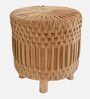 Puffy Fabric Seating Stool in Brown Colour
