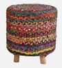 Puffy Fabric Seating Stool in Pink Multi Colour