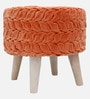 Puffy Fabric Seating Stool in Rust Colour