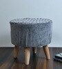 Puffy Fabric Seating Stool in Solid Grey Colour