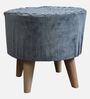 Puffy Fabric Seating Stool in Solid Grey Colour