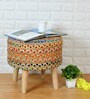 Puffy Jute Fabric Seating Stool in Multi Colour