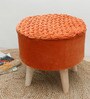 Puffy Fabric Seating Stool in Solid Rust Colour