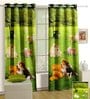 Green Kids Satin 7 Ft Blackout Eyelet Kids Door Curtain