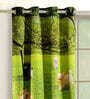 Green Kids Satin 7 Ft Blackout Eyelet Kids Door Curtain