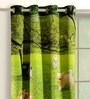 Green Kids Satin 7 Ft Blackout Eyelet Kids Door Curtain