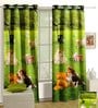 Green Kids Satin 7 Ft Blackout Eyelet Kids Door Curtain