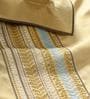 Gold Striped 210 TC Cotton Blend Queen Sized Bed Sheets with 2 Pillow Covers