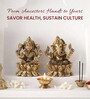 Golden Pure Brass Laxmi Ganesh Idol Set