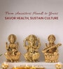 Golden Pure Brass Laxmi Ganesh Saraswati Idol Set