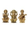 Golden Pure Brass Laxmi Ganesh Saraswati Idol Set