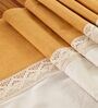 Pure Cotton & Crochet 14X60 Inches Table Runner In Mustard & Off White