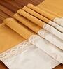 Pure Cotton & Crochet 14X60 Inches Table Runner In Mustard & Off White