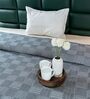 Blue Bedspread Huck Lace Pattern Single Bedspread With 1 Pillow Cover