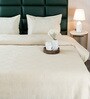 Beige Bedspread Huck Lace Pattern Queen sized Bedspread With 2 Pillow Covers