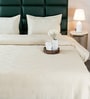 Beige Bedspread Huck Lace Pattern King Sized Bedspread With 2 Pillow Covers