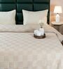 Beige Bedspread Huck Lace Pattern Queen sized Bedspread With 2 Pillow Covers