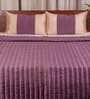 Purple & Cream Polyester 150 GSM AC Room Double Bed Quilt and 2 Pillow Sham