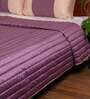 Purple & Cream Polyester 150 GSM AC Room Double Bed Quilt and 2 Pillow Sham