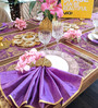 Purple & Gold Velvet 30 Pcs (8 Seater) Table Linen Set