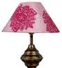 Purple & White Fabric Shade Table Lamp With Antique Base
